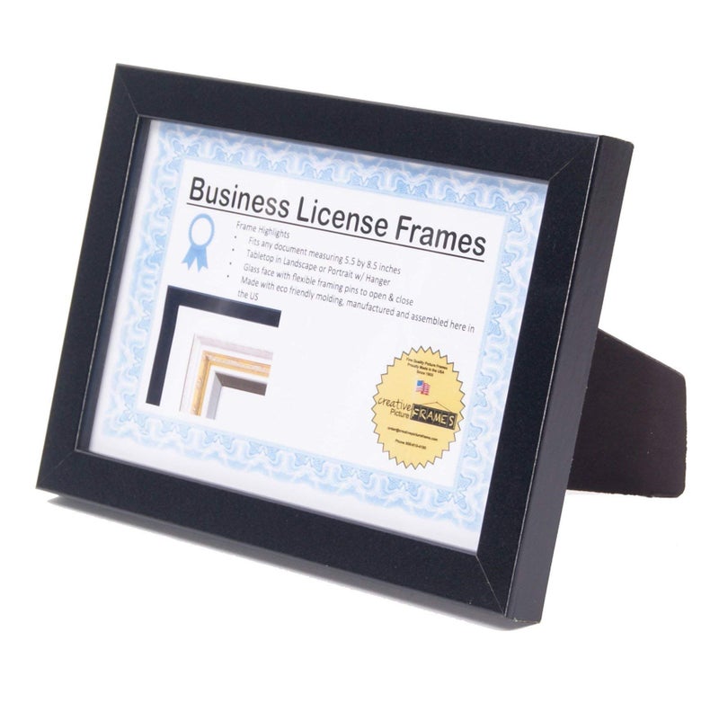 Creative Picture Frames [5.5x8.5bk] Professional Black Business License Certificate Frame, Holds 5.5x8.5-inch Media, Self-Standing with Wall Hanger - Image 2
